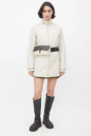 1990's Cream Belted Padded Jacket