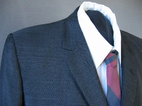 60s Men's Suit Jacket Vintage Sharkskin Edwardian Inspired Charcoal Gray Medium VFG