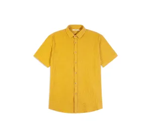 Aberlady Shirt | Ochre Textured Cotton