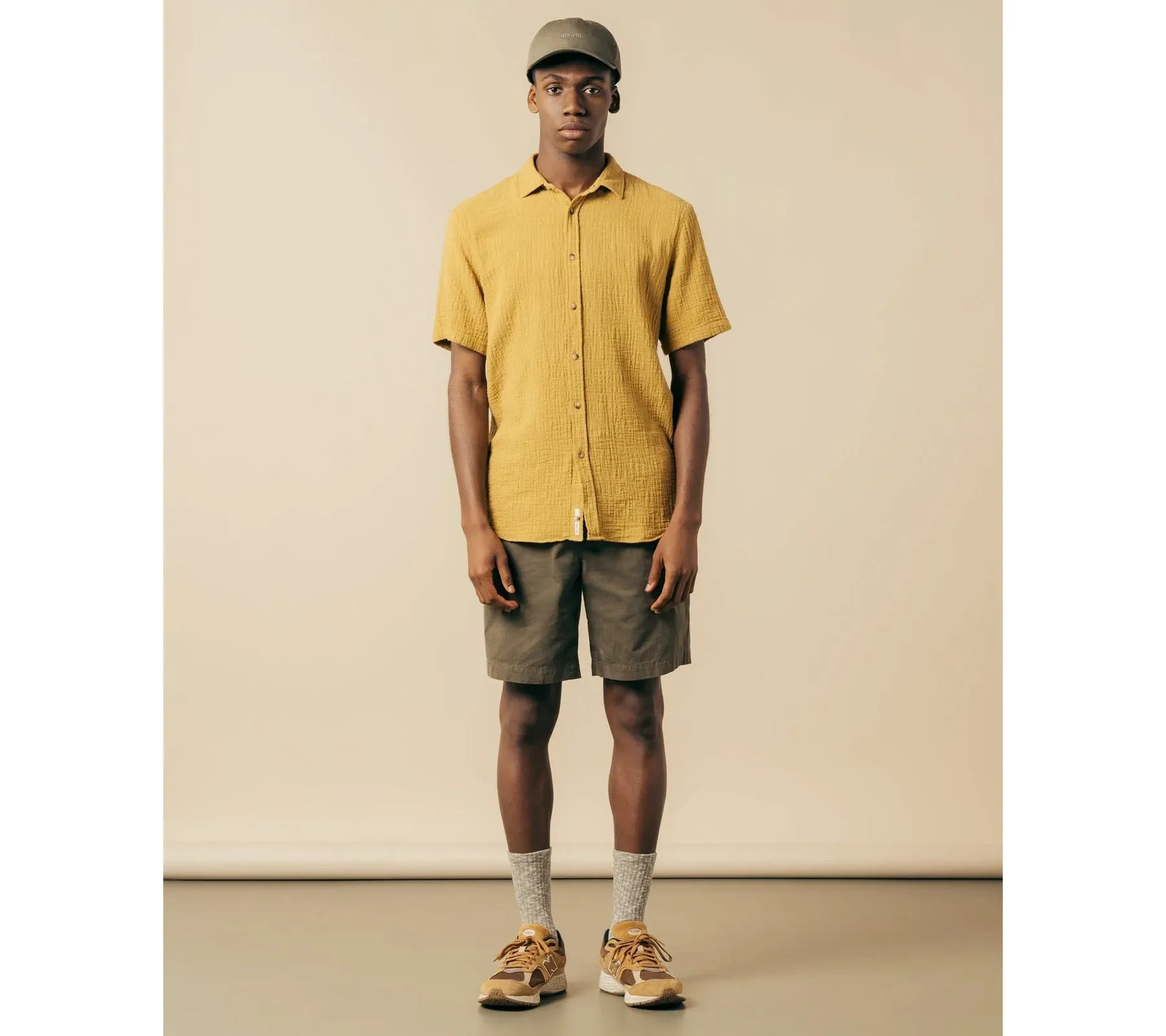 Aberlady Shirt | Ochre Textured Cotton