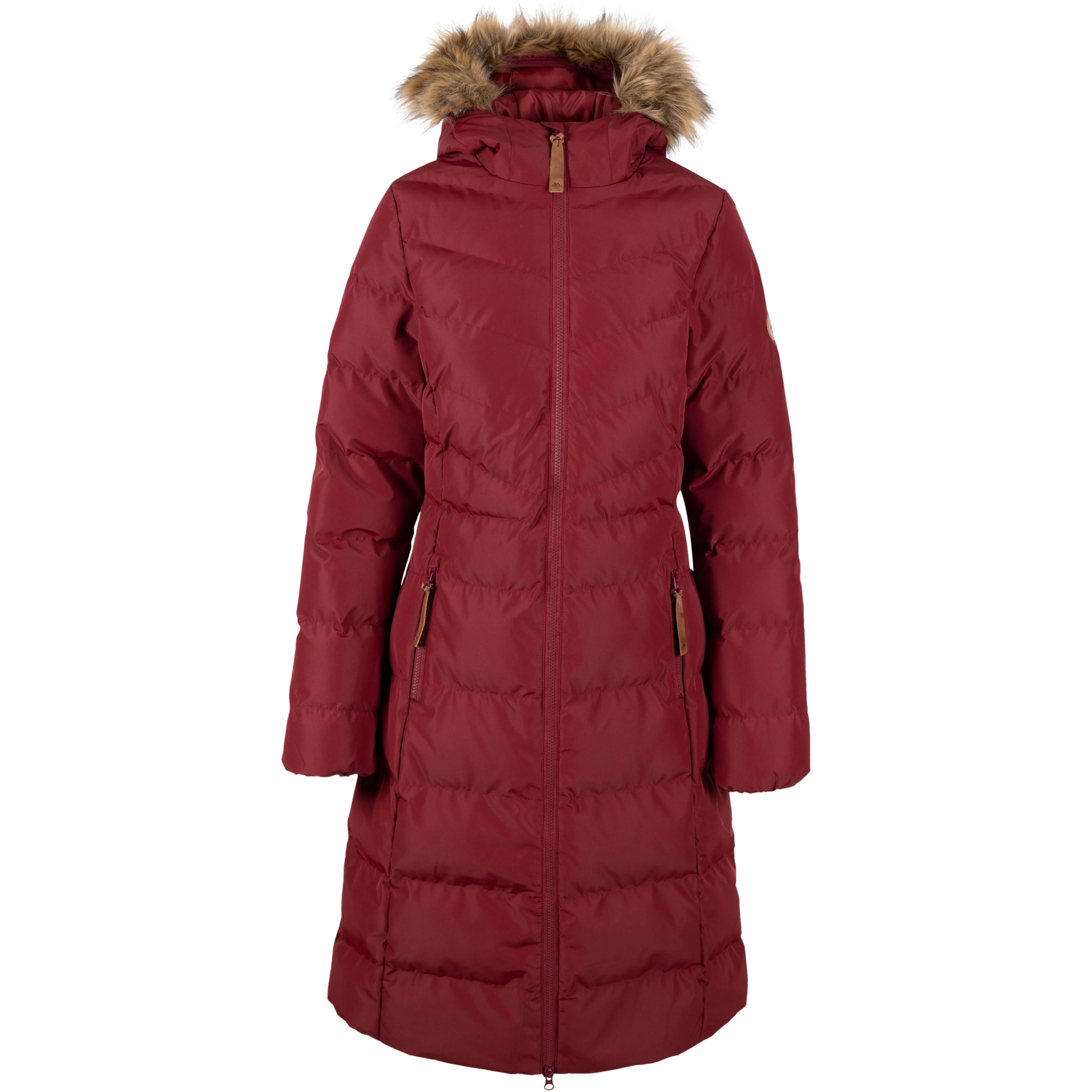 Audrey Women's Padded Long Length Jacket in Dark Cherry