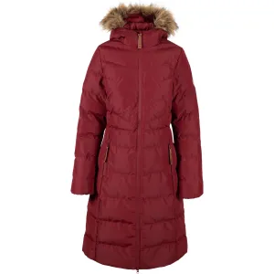 Audrey Women's Padded Long Length Jacket in Dark Cherry