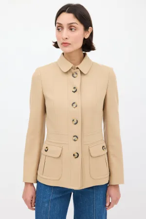Beige Wool Panelled Jacket