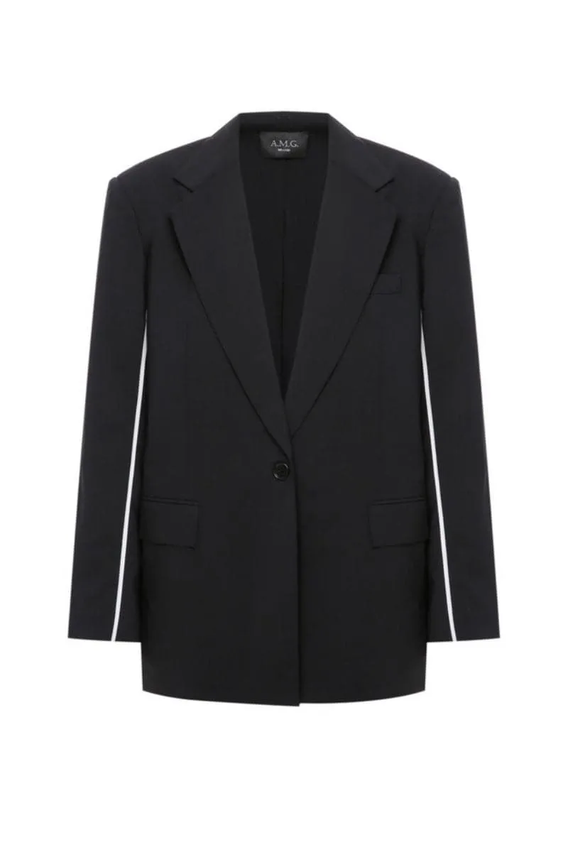 BLACK JACKET WITH WHITE DETAIL
