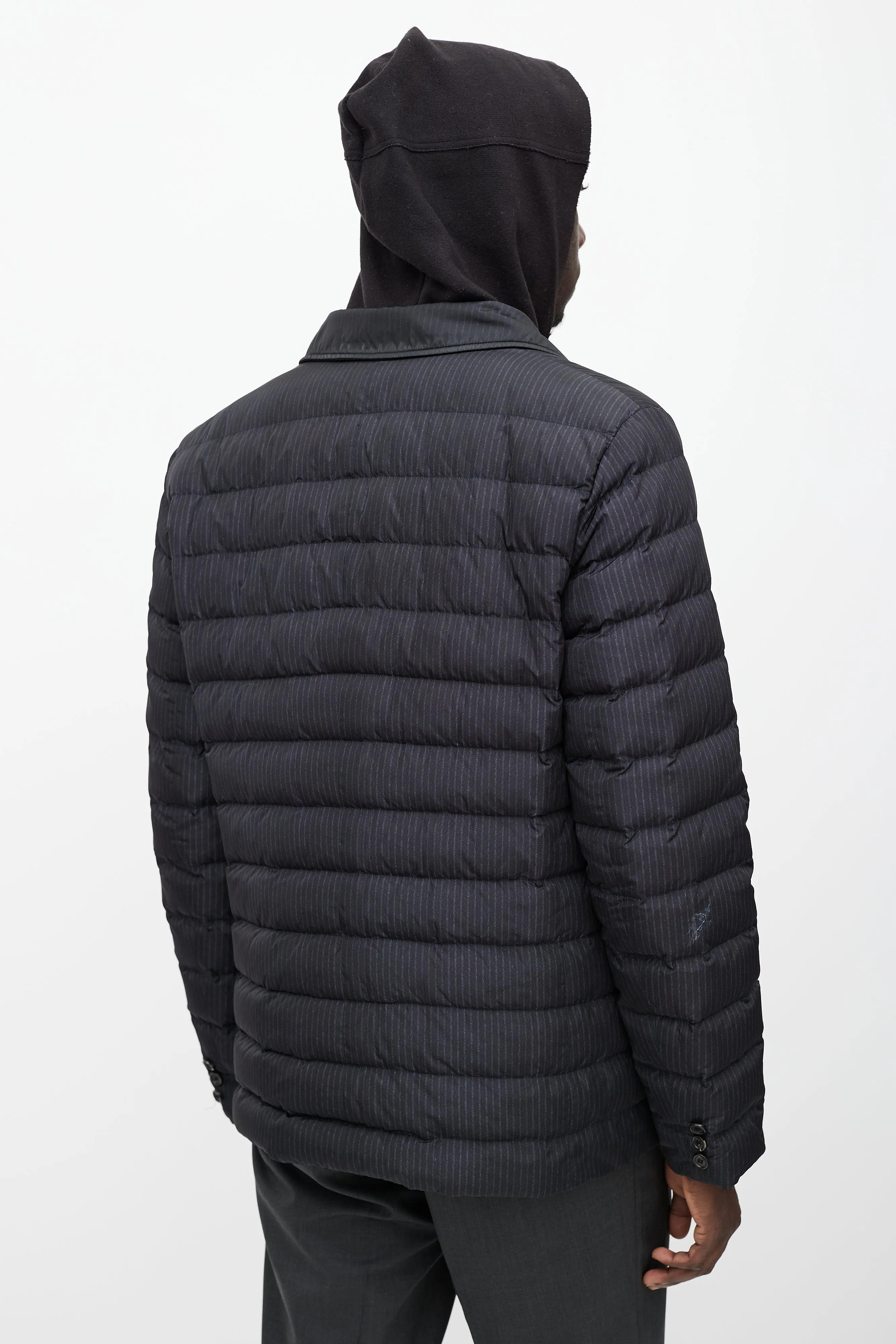 Black Pinstripe Padded Jacket