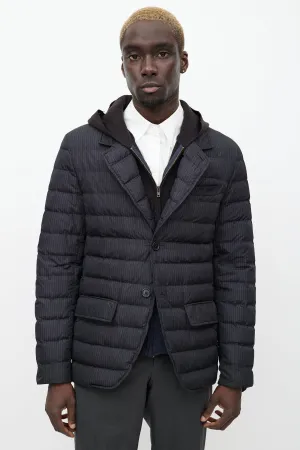 Black Pinstripe Padded Jacket