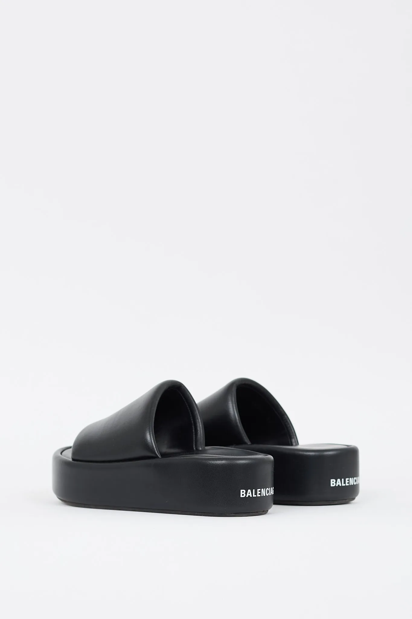 Black Rise Leather Platform Slide