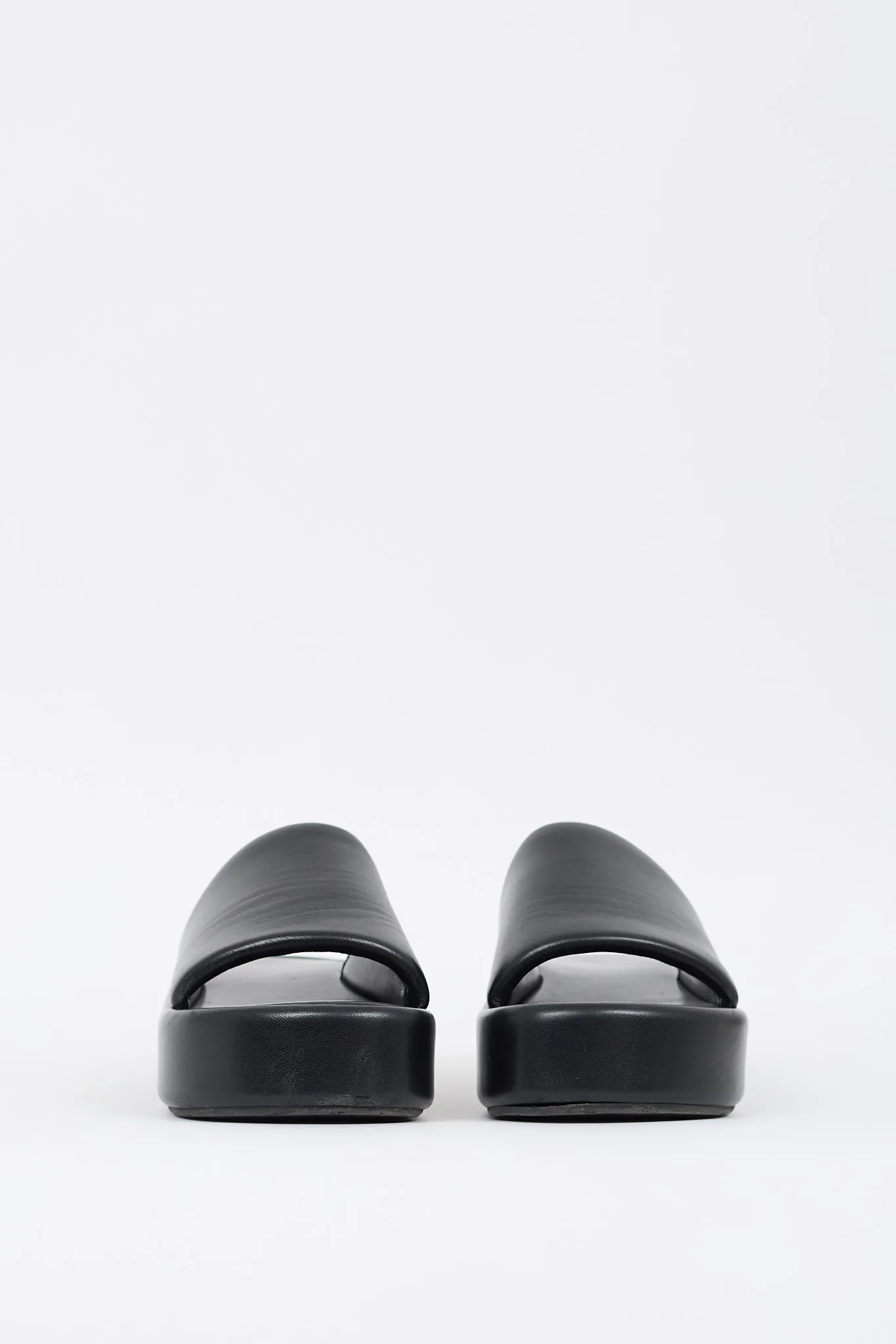 Black Rise Leather Platform Slide