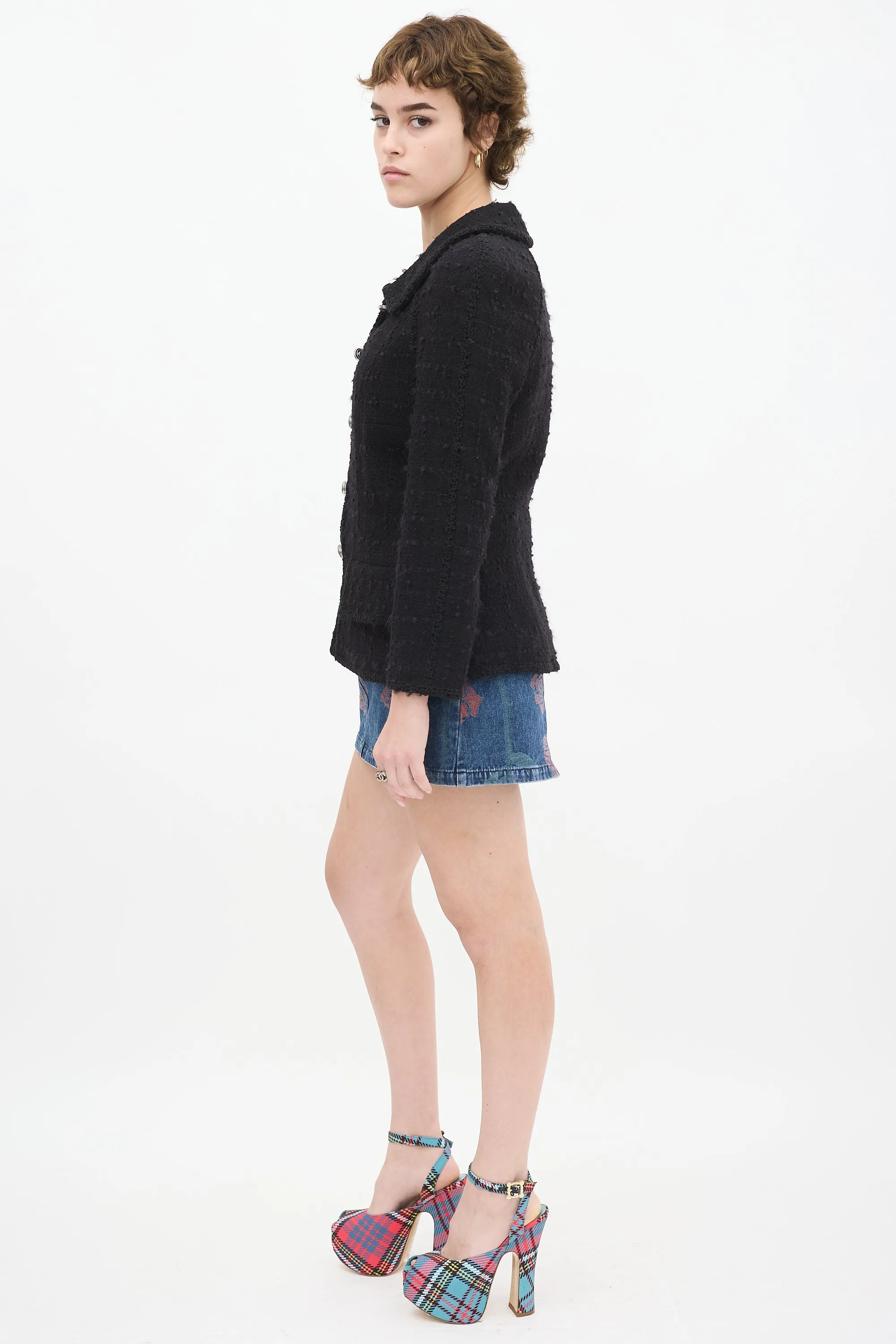 Black Wool & Mohair Two Pocket Jacket