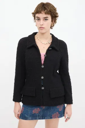 Black Wool & Mohair Two Pocket Jacket