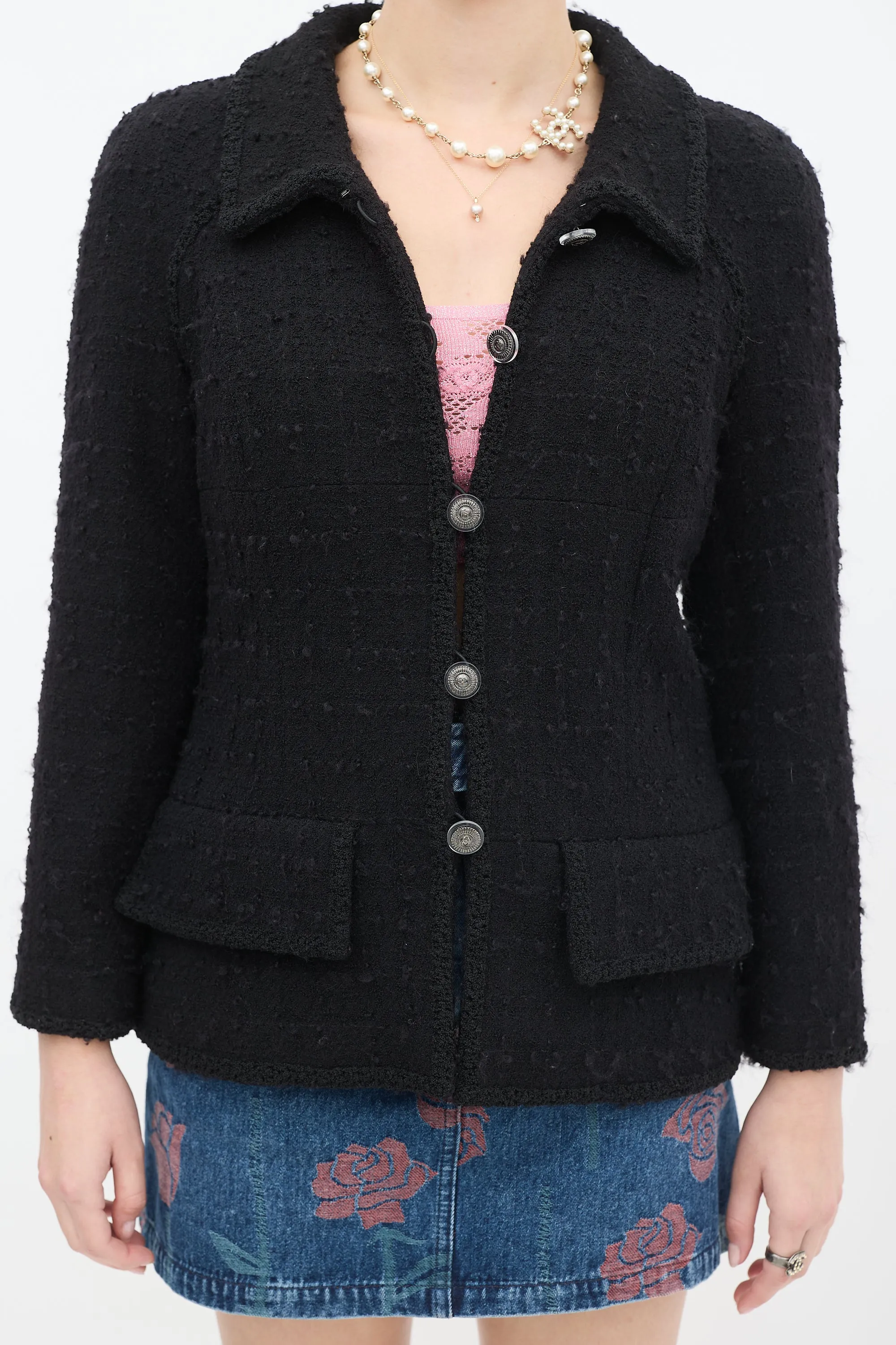 Black Wool & Mohair Two Pocket Jacket