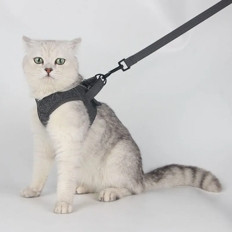 Cat Harness with Reflective Strap Soft Mesh Adjustable Walking Jacket for Kitten