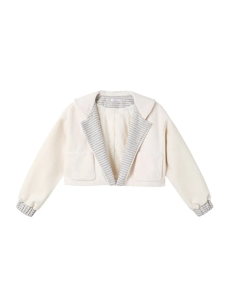 College Spliced Padded Short Jacket【s0000004361】