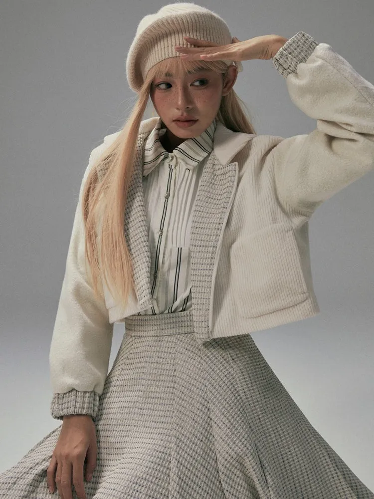 College Spliced Padded Short Jacket【s0000004361】