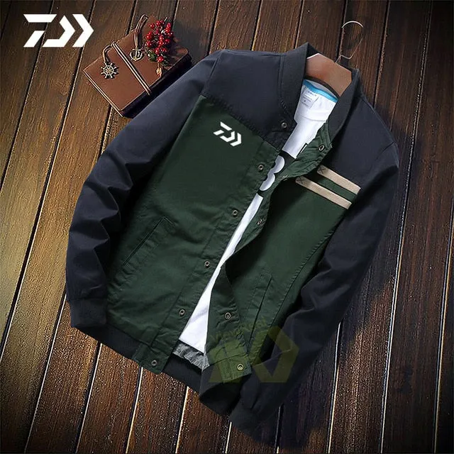 Daiwa Fishing Jacket Men Patchwork Thin Button Spring Autumn Outdoor Fishing Clothing Sports Fishing Shirt Cycling Casual Coat