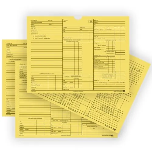 Deal Jacket 3-in-1 for Car Dealerships and Repair Shops - 9" x 12" Size, 32# Buff Stock - Black Ink Printing - Shrink-Wrapped Packs