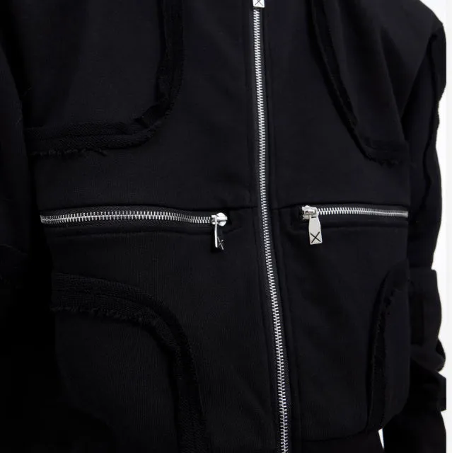 Deconstruct 3D Do Old Short Padded Shoulder Hoodie Red Tracksuit Jacket
