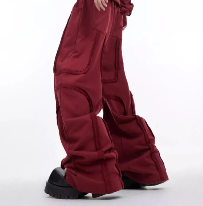 Deconstruct 3D Do Old Short Padded Shoulder Hoodie Red Tracksuit Jacket