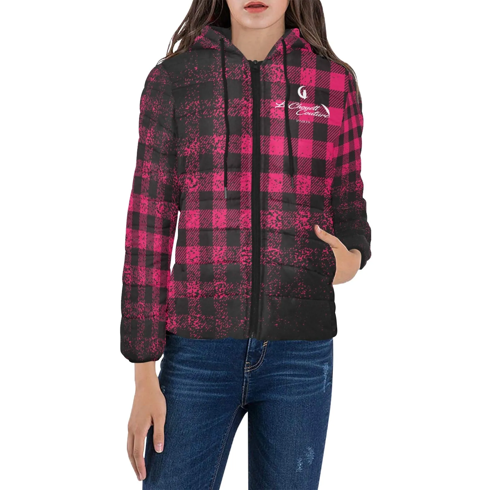 DUSTY PLAID Women's Padded Hooded Jacket