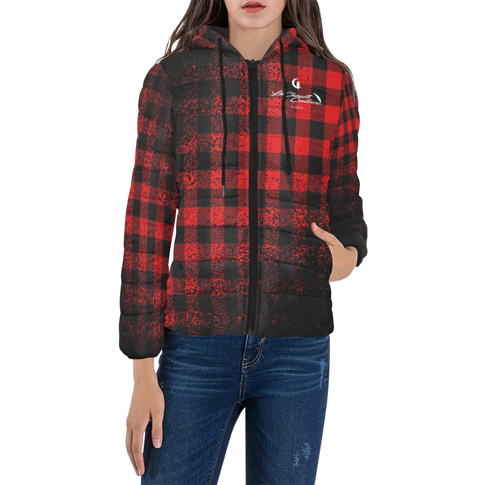 DUSTY PLAID Women's Padded Hooded Jacket