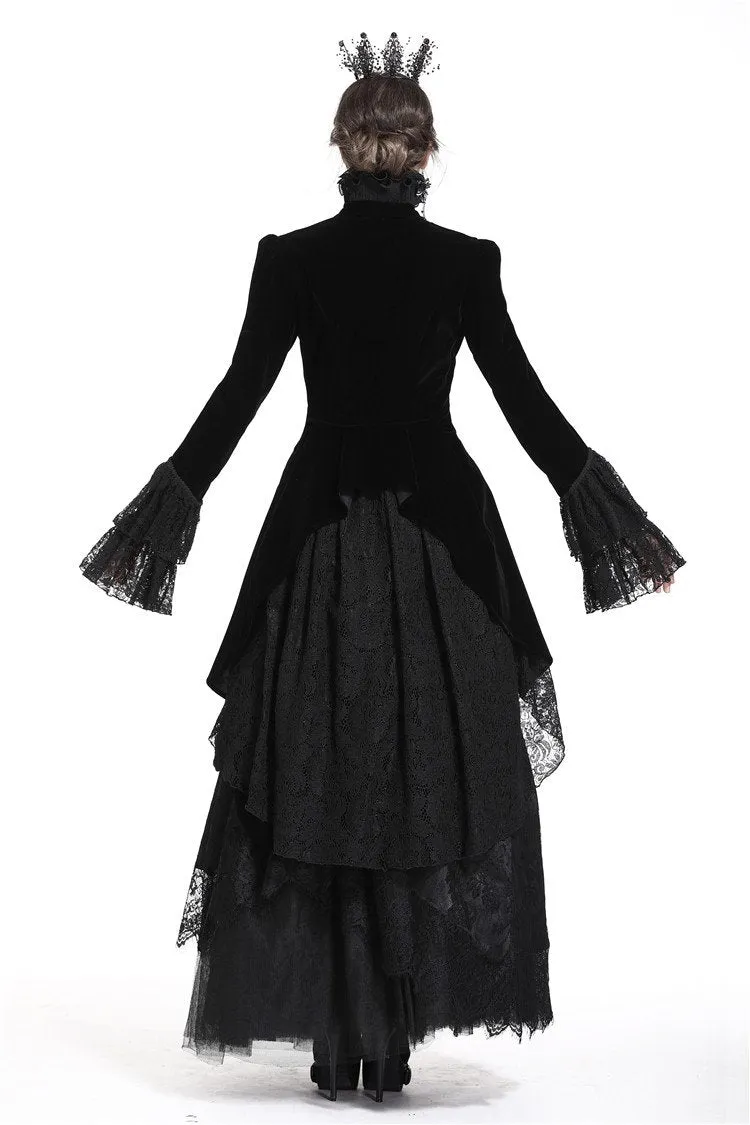 Gothic velvet swallow lace tail jacket JW174