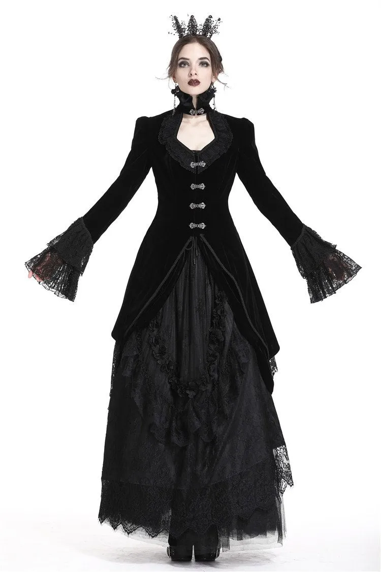 Gothic velvet swallow lace tail jacket JW174