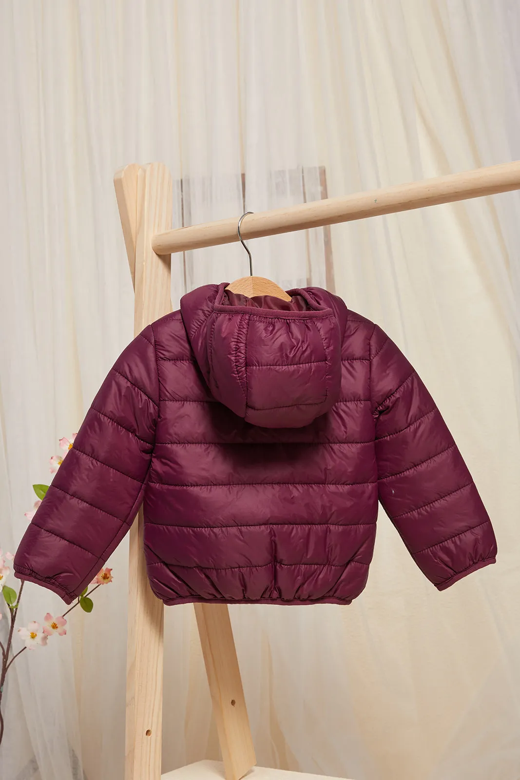 Infant Girls Burgundy Padded Hooded Jacket