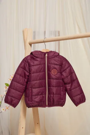 Infant Girls Burgundy Padded Hooded Jacket