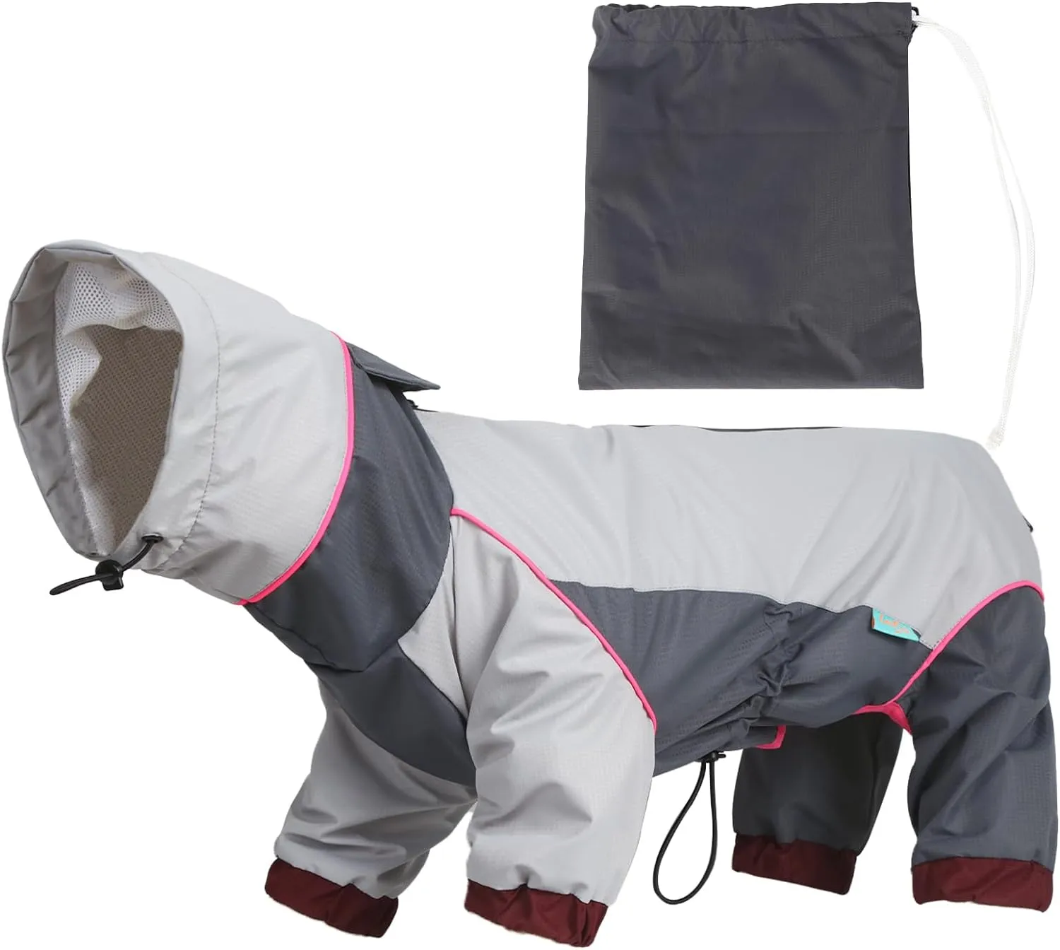 Laifug Dog Raincoat, Slate Gray Four-Legged Dog Rain Jacket