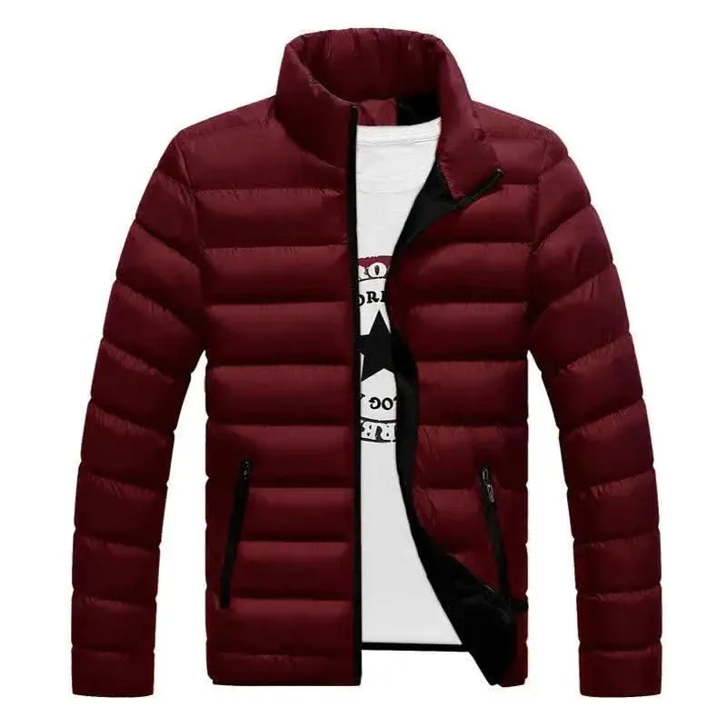 Luxurious Cotton-Padded Stand-Up Collar Jacket for Men