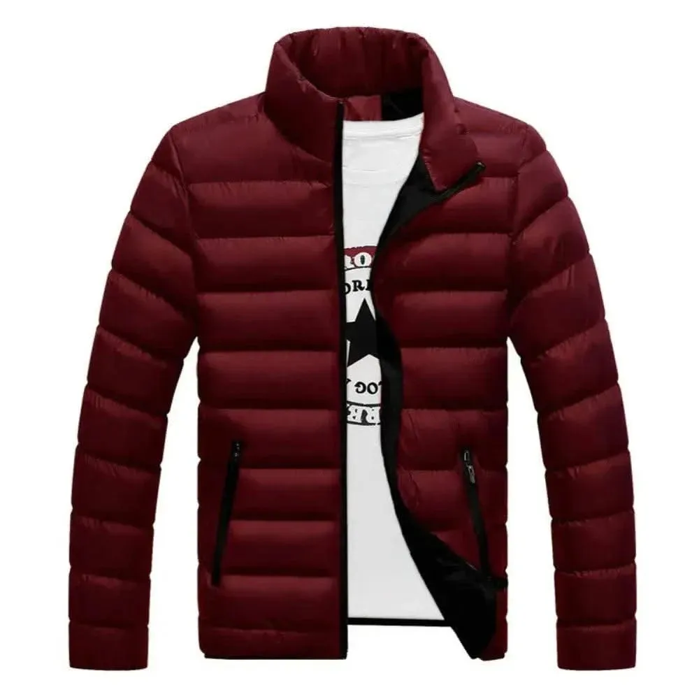 Luxurious Cotton-Padded Stand-Up Collar Jacket for Men
