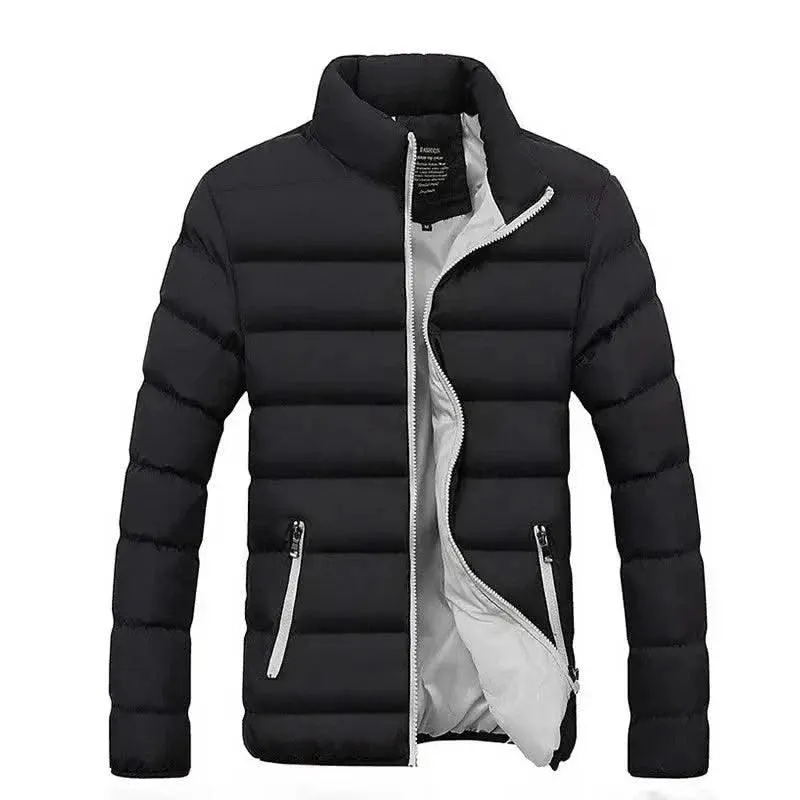 Luxurious Cotton-Padded Stand-Up Collar Jacket for Men
