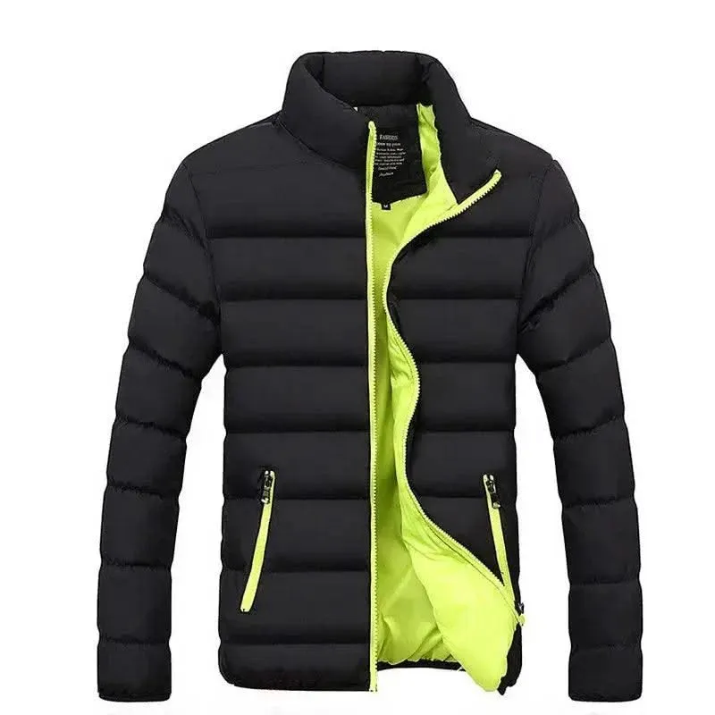 Luxurious Cotton-Padded Stand-Up Collar Jacket for Men