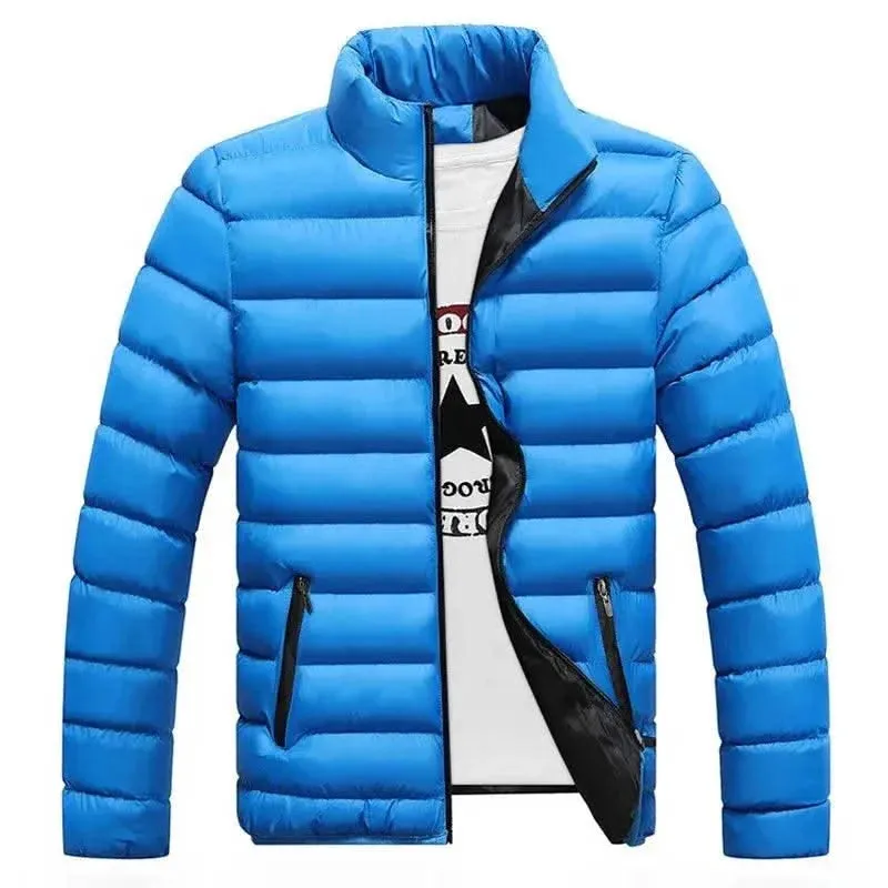 Luxurious Cotton-Padded Stand-Up Collar Jacket for Men