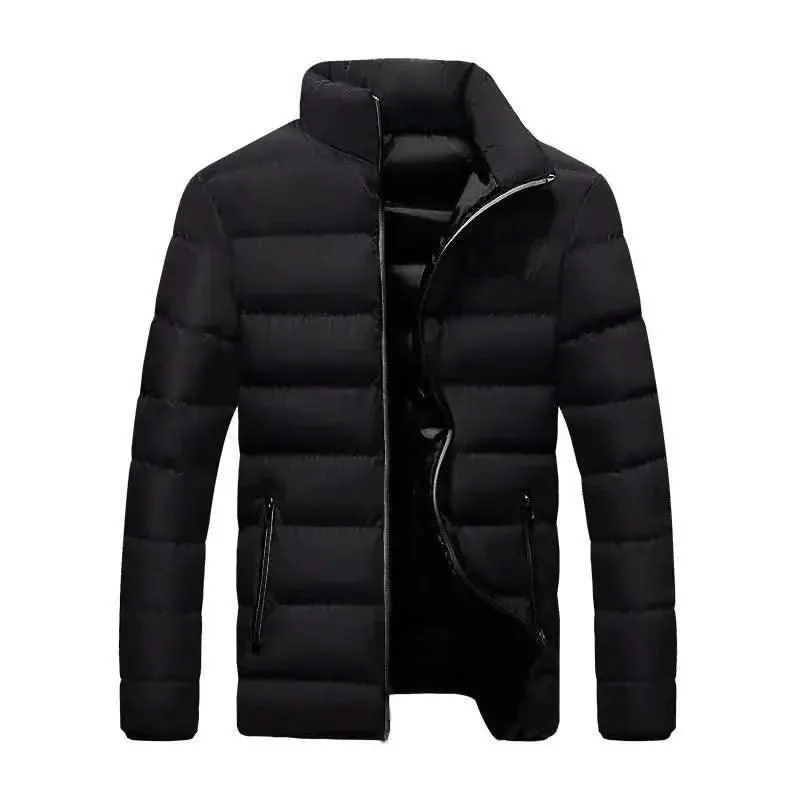 Luxurious Cotton-Padded Stand-Up Collar Jacket for Men
