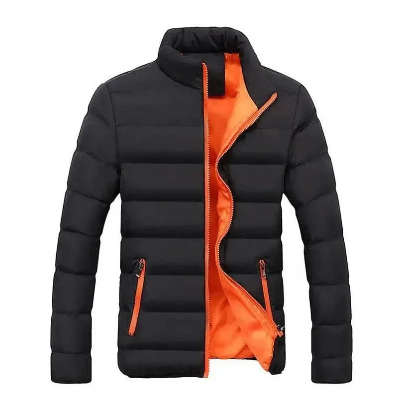 Luxurious Cotton-Padded Stand-Up Collar Jacket for Men