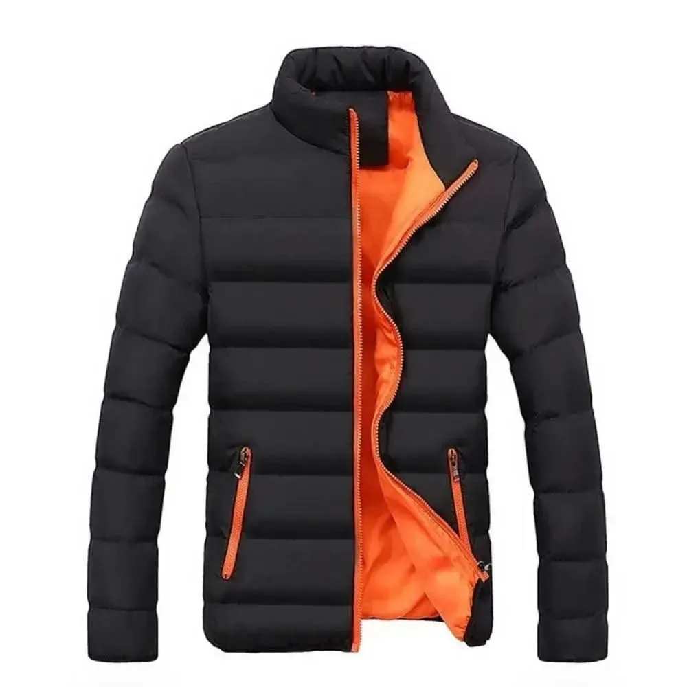 Luxurious Cotton-Padded Stand-Up Collar Jacket for Men