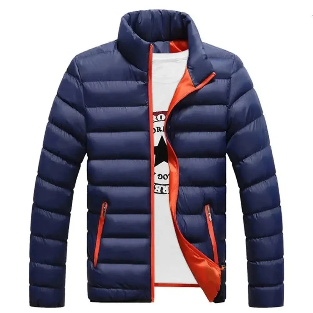 Luxurious Cotton-Padded Stand-Up Collar Jacket for Men