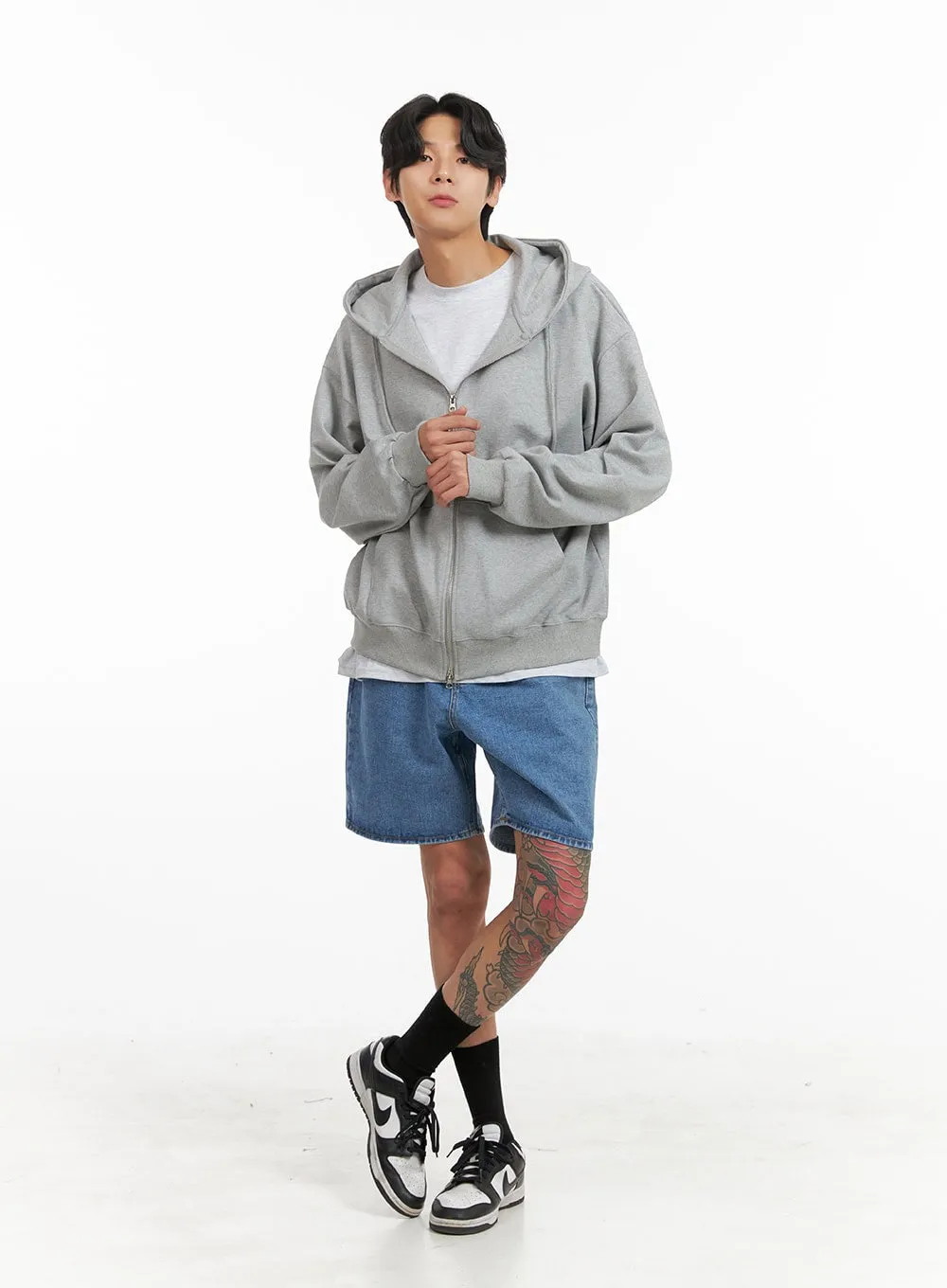 Men's Basic Hoodie Jacket (Gray) IY424