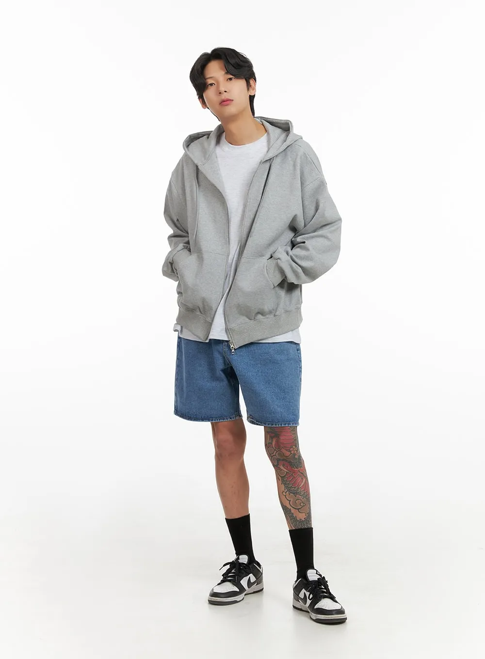 Men's Basic Hoodie Jacket (Gray) IY424