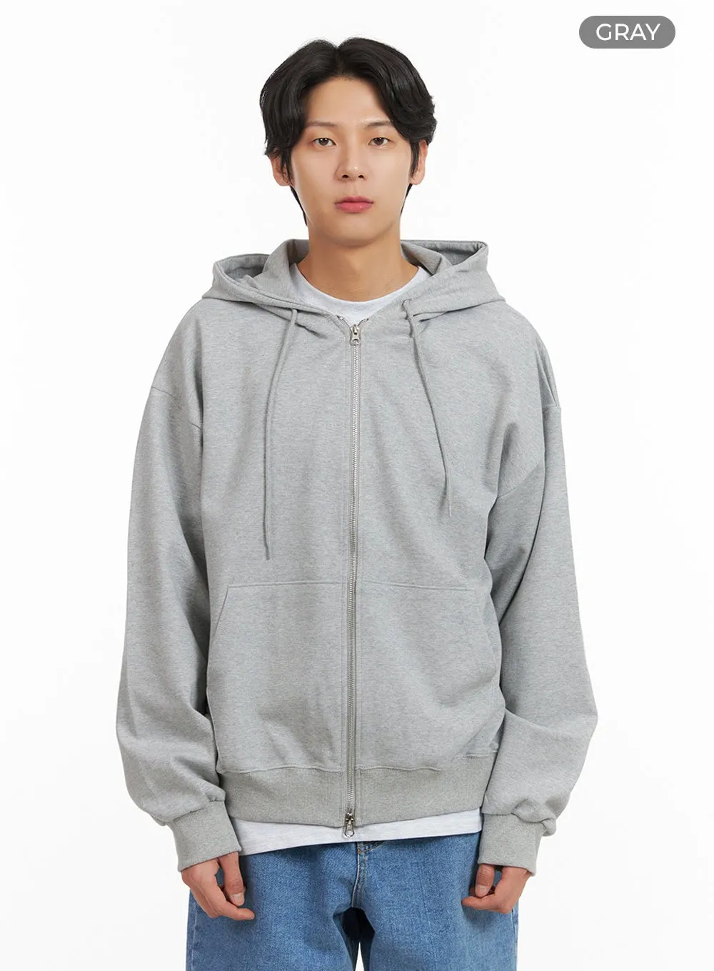 Men's Basic Hoodie Jacket (Gray) IY424