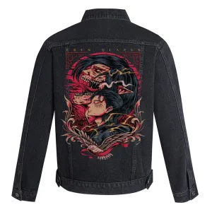Mens Eren Jaeger Graphic Button Up Denim Jacket