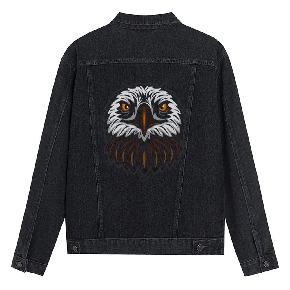 Mens Vintage Cartoon Prints EAGLES Denim Jacket