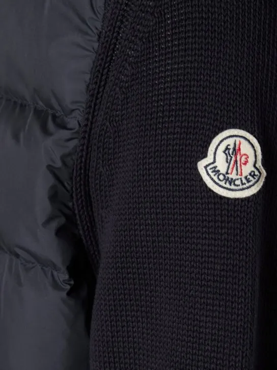 Moncler   Padded tech &amp; cotton cardigan jacket 
