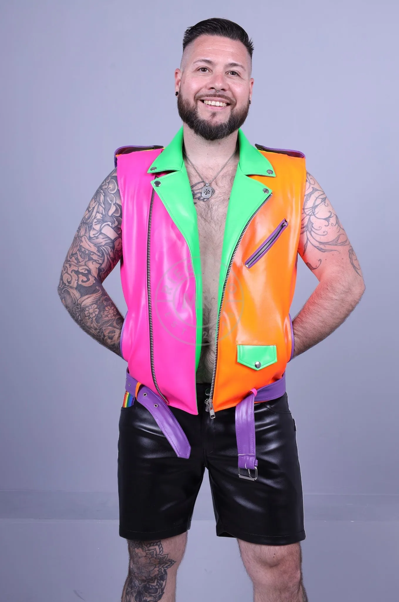 MR. Neon Sleeveless Brando Jacket