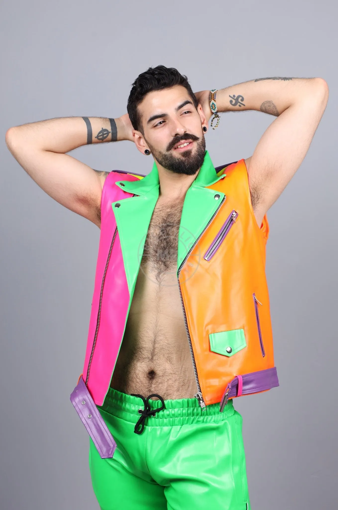 MR. Neon Sleeveless Brando Jacket