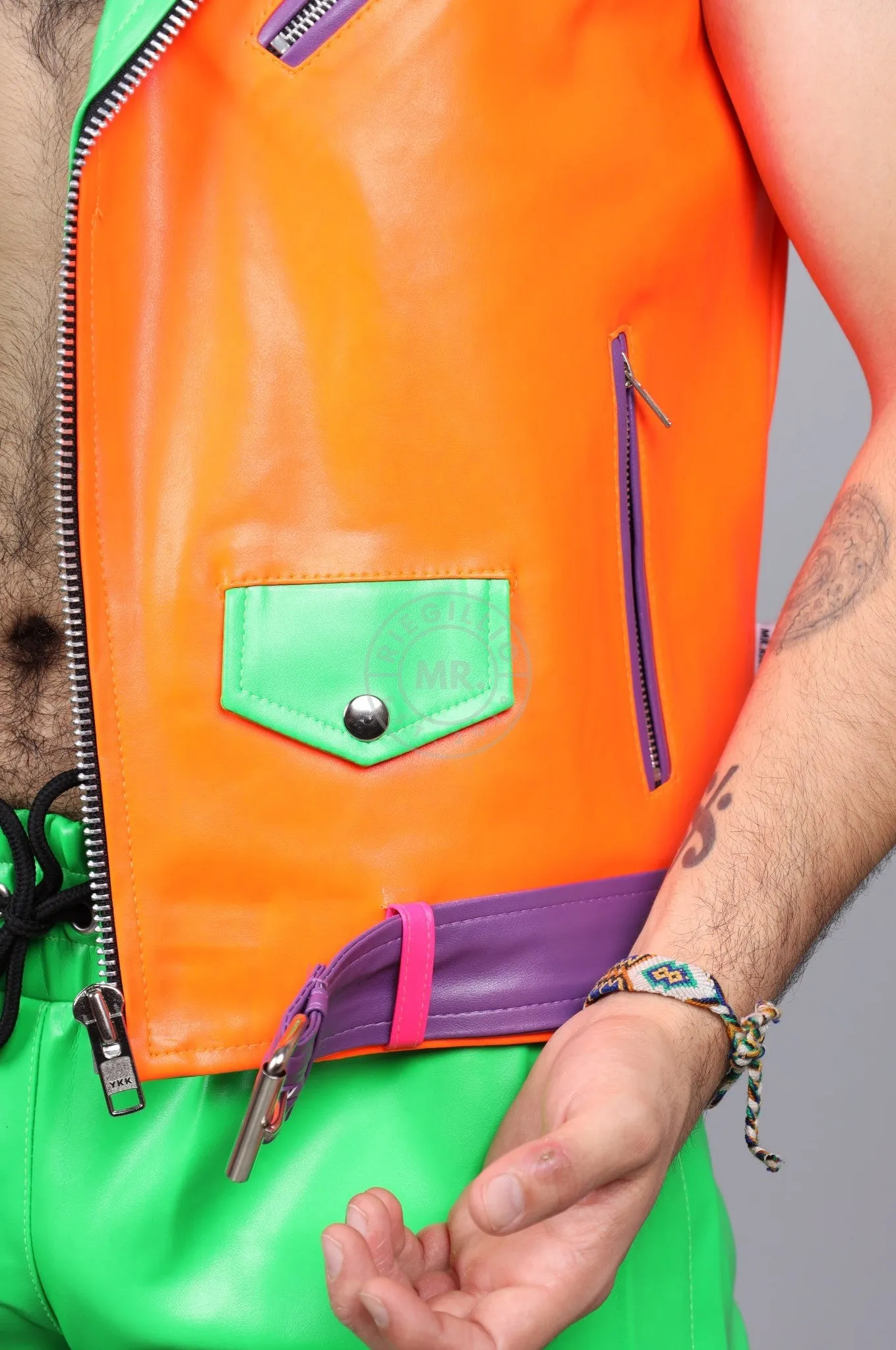 MR. Neon Sleeveless Brando Jacket