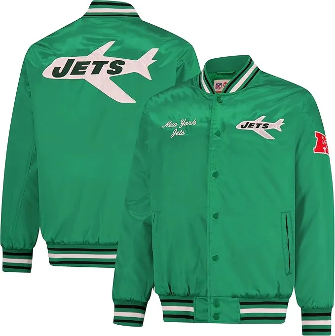 NFL Official Adults Supreme Satin Heritage Jacket|New York Jets