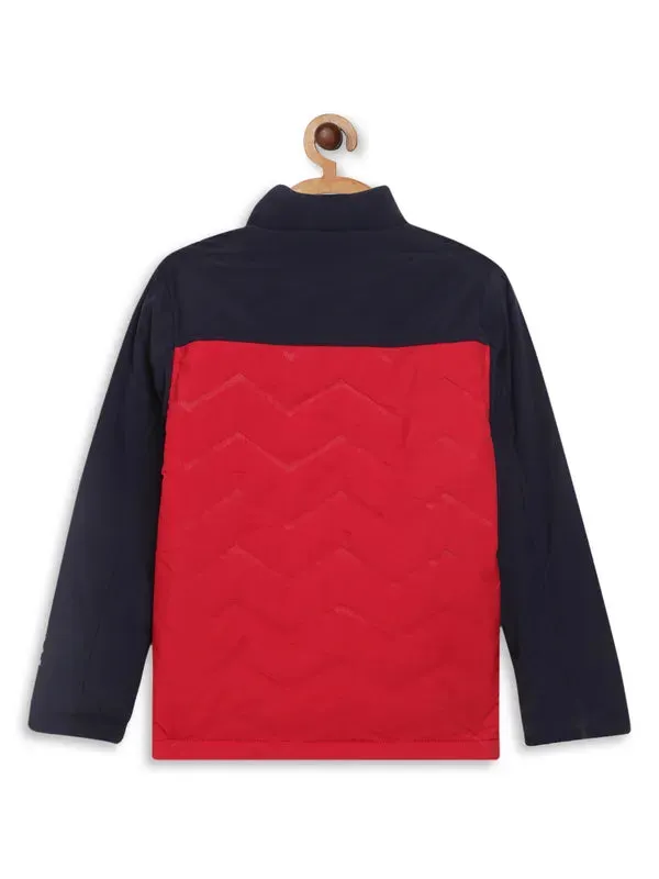 Octave Boys Red Colourblocked Padded Jacket With Patchwork