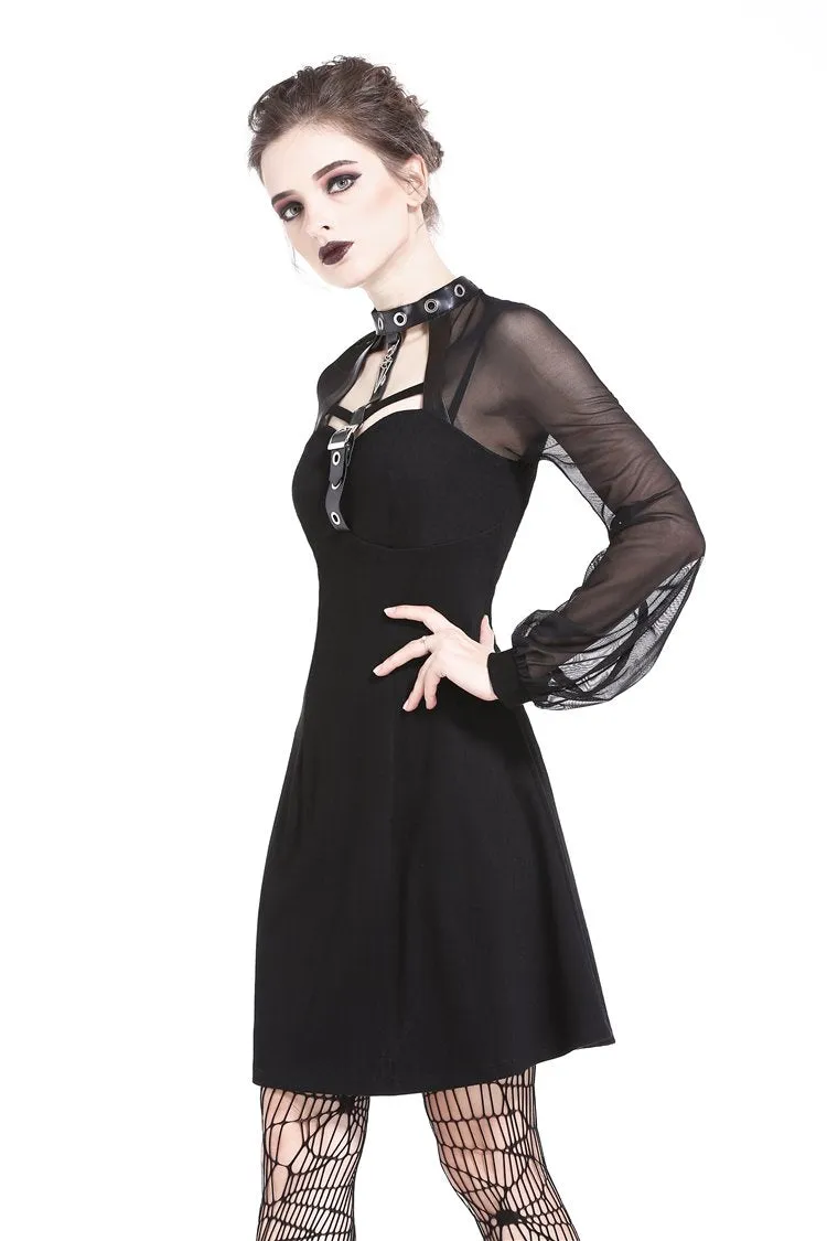 Punk mesh sleeve halter dress DW207